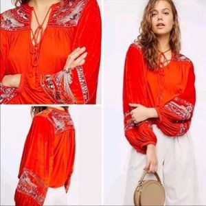 NEW Free people hearts a flame top in orange small